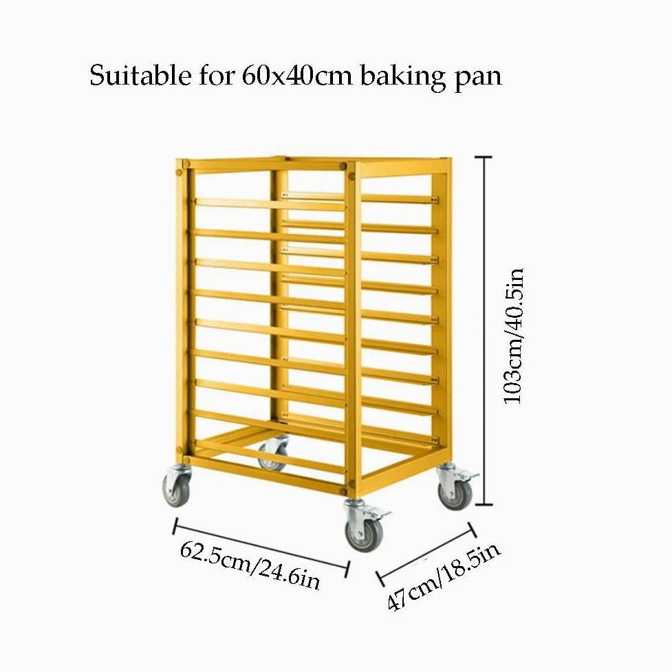 Chariot à Plateaux de Boulangerie à roulettes, Construction en Acier Inoxydable, pour Une Utilisation dans Les boulangeries, Les Restaurants et Les hôtels.
