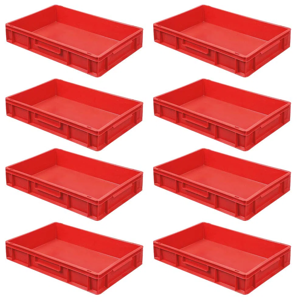 BRB 8 bacs Euro avec 2 poignées, L x l x H 600 x 400 x 120 mm, 23 l, rouge