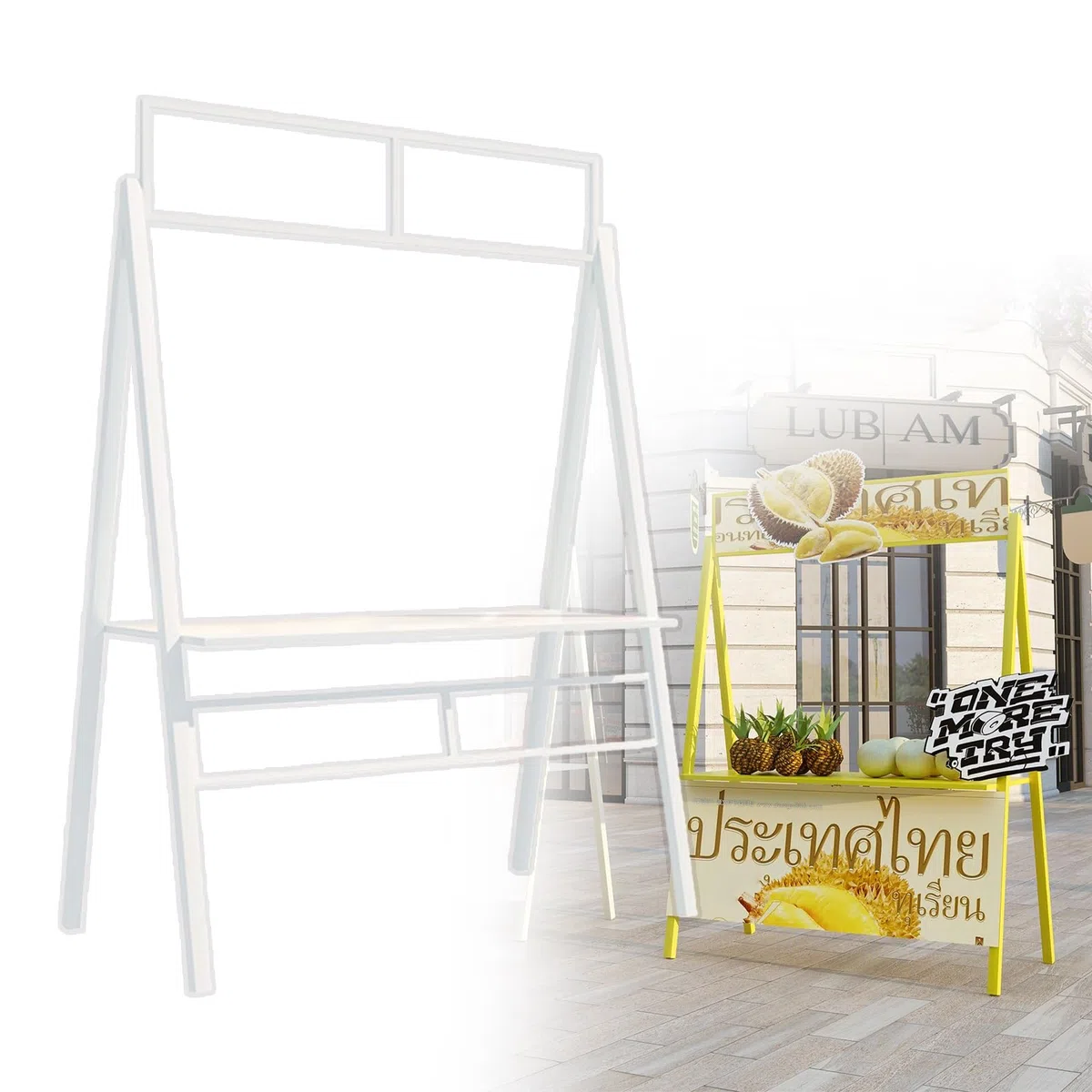 Chariot portable d'extérieur en métal avec auvent, montage rapide pour la vente de collations, bonbons, jouets sur les marchés