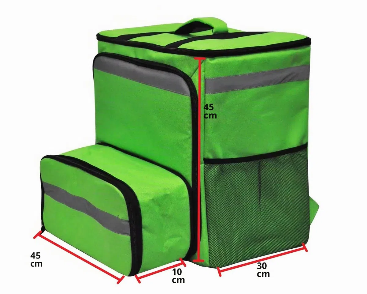 60L Sac de Livraison Isotherme Grande Capacité 45x45x30cm – Sac à Dos Étanche – Transport de Nourriture et Livraison de Repas à Emporter – Vélo, Moto et Scooter – pour Livreurs (Green)