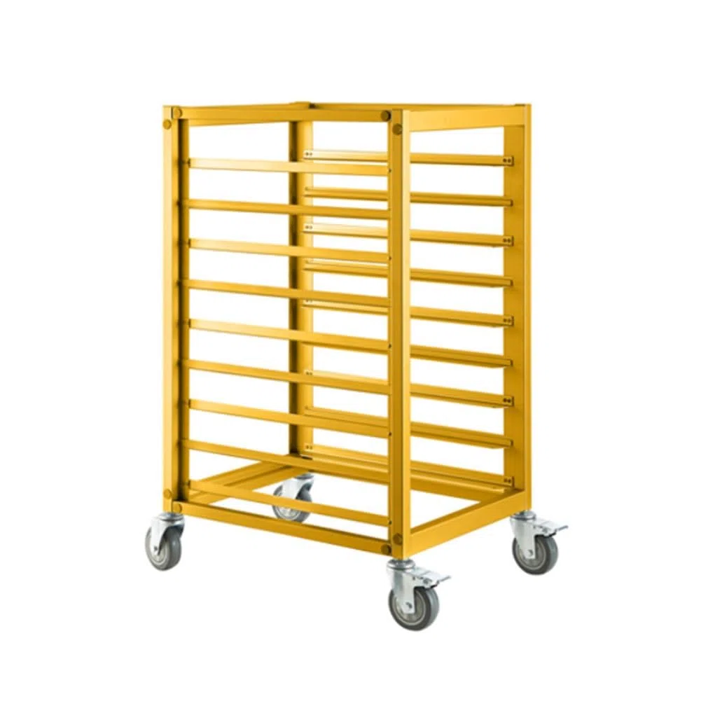 Chariot à Plateaux de Boulangerie à roulettes, Construction en Acier Inoxydable, pour Une Utilisation dans Les boulangeries, Les Restaurants et Les hôtels.