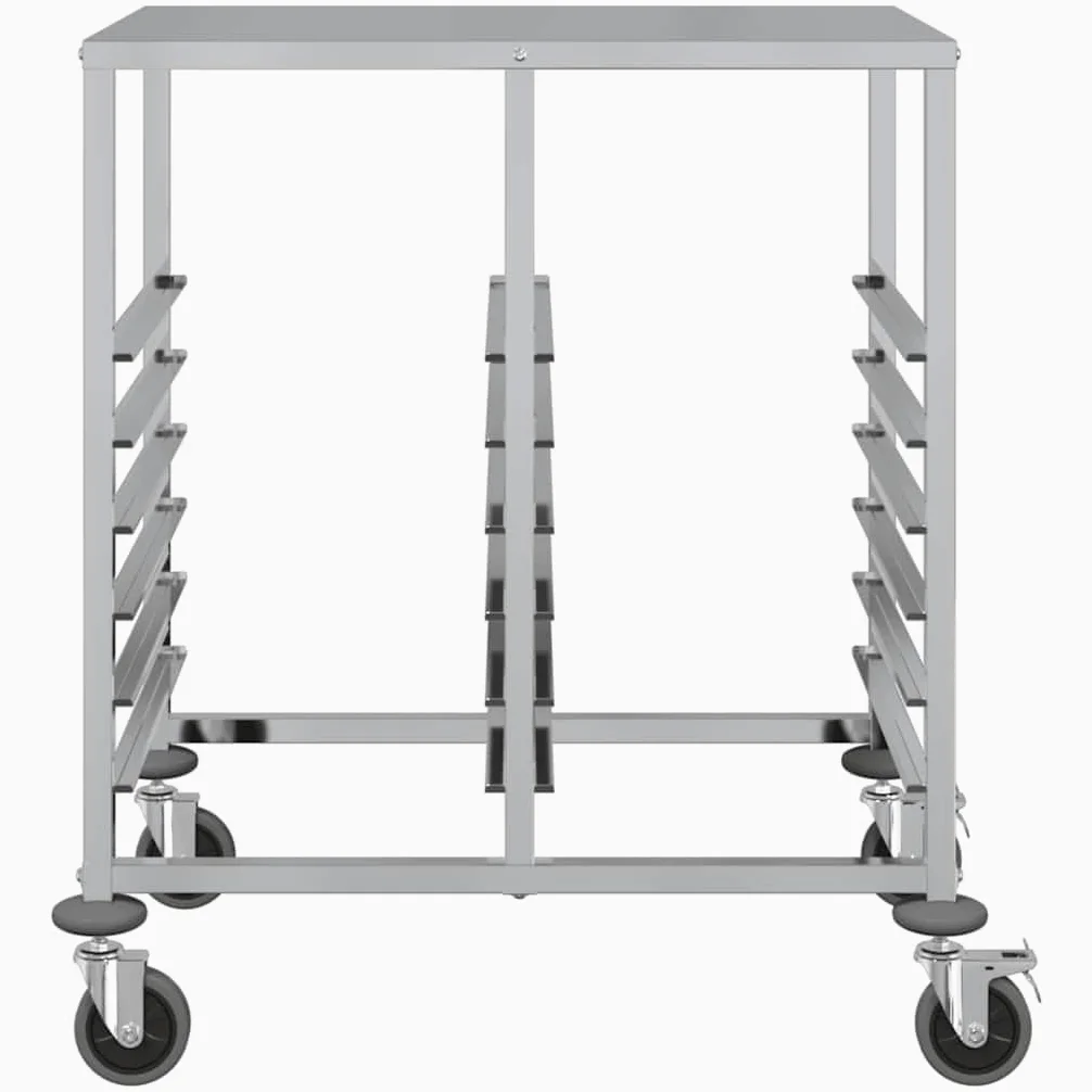 Chariot à plateaux en acier inoxydable avec 12 bacs GN 1/1 75 x 55 x 87 cm, chariot de cuisine, chariot de service, chariot de service avec 4 roues, rangement de rangement pour cuisine