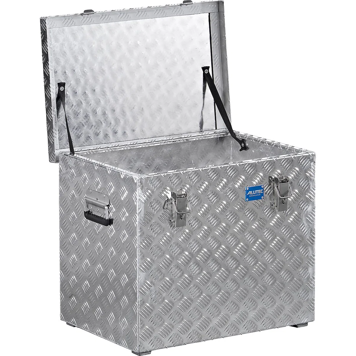 Caisse de transport en tôle striée d'aluminium - capacité 120 l - L x l x h 622 x 425 x 520 mm - Caisse de transport Caisse de transport en alu Caisse de transport en aluminium Caisse de transport pour charrette Caisse en alu Caisse en aluminium Caisse