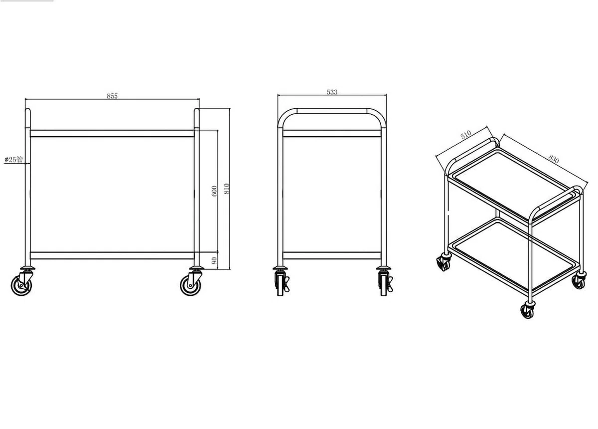 GastroHero Chariot de service et de transport Basic 2