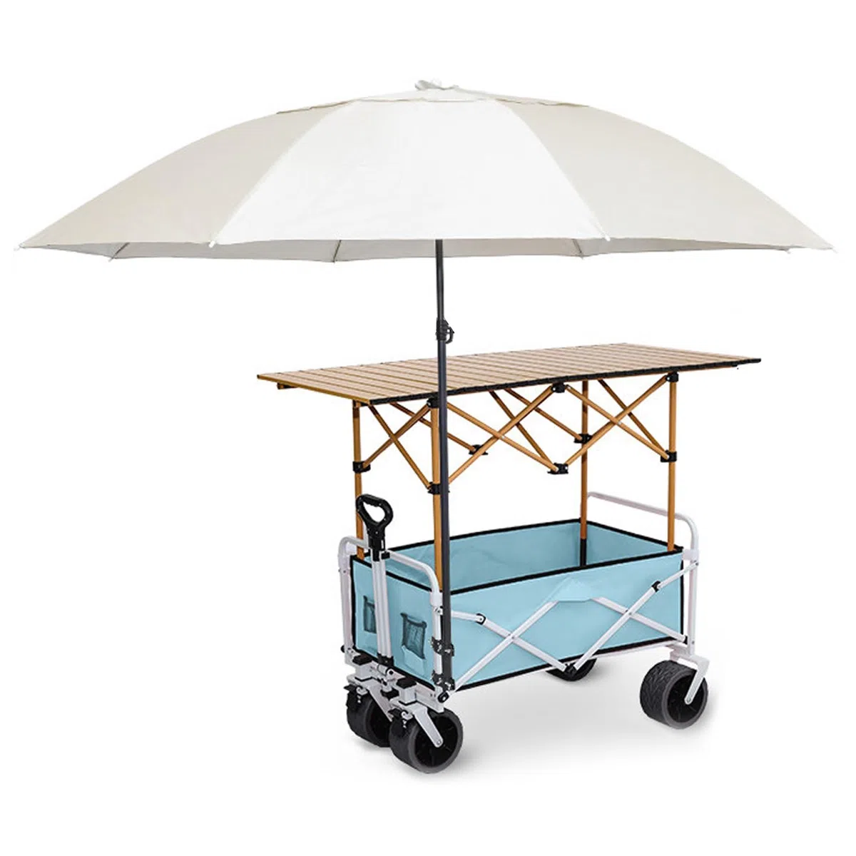 Chariot de vendeur d'extérieur pliable avec auvent, présentoir mobile commercial de nourriture de rue avec roues verrouillables pour marché, camping, événements