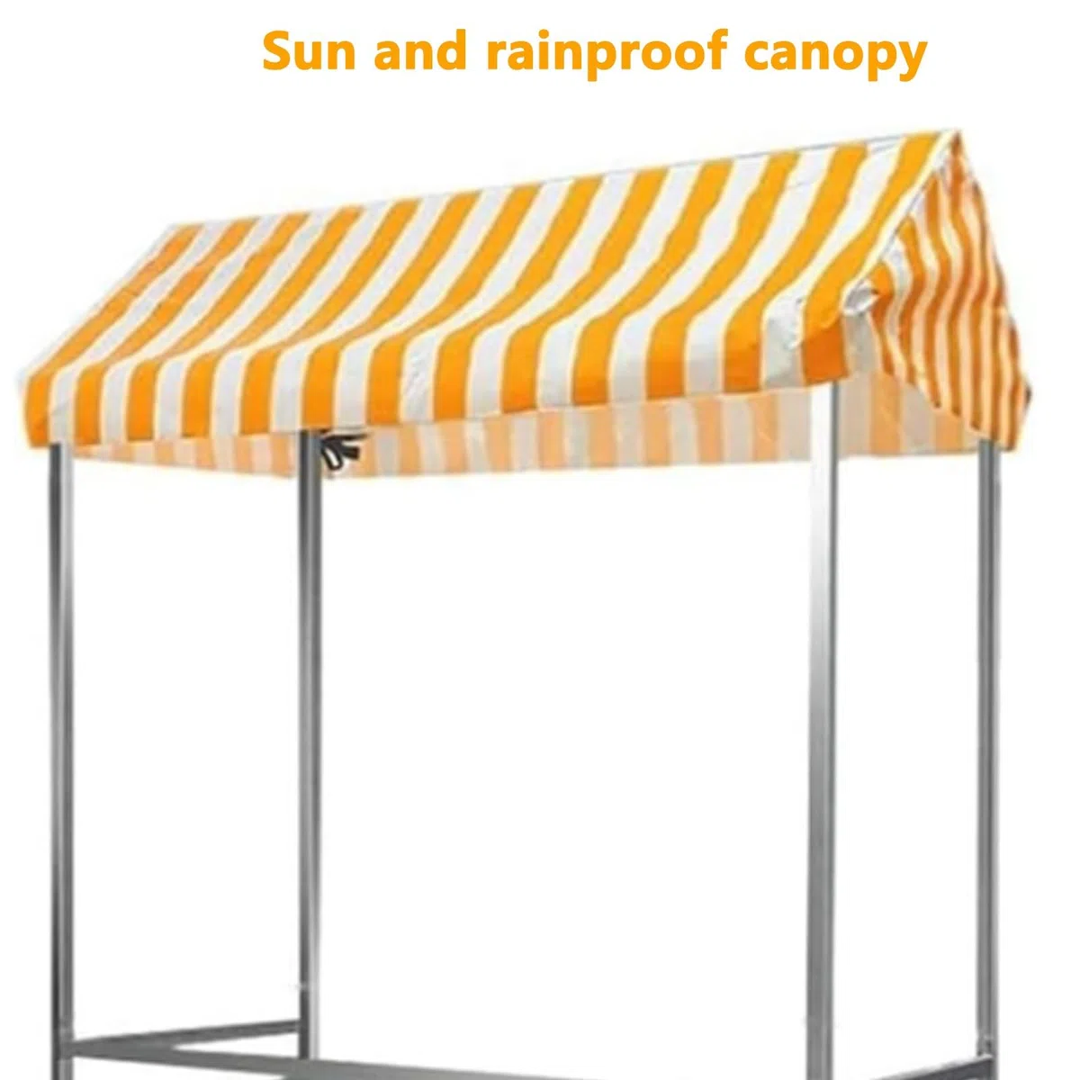 Le Food Vendor Chariot avec auvent rayé roues verrouillables Parfait pour les marchés en plein air festivals et événements Design pliable portable pour une installation facile