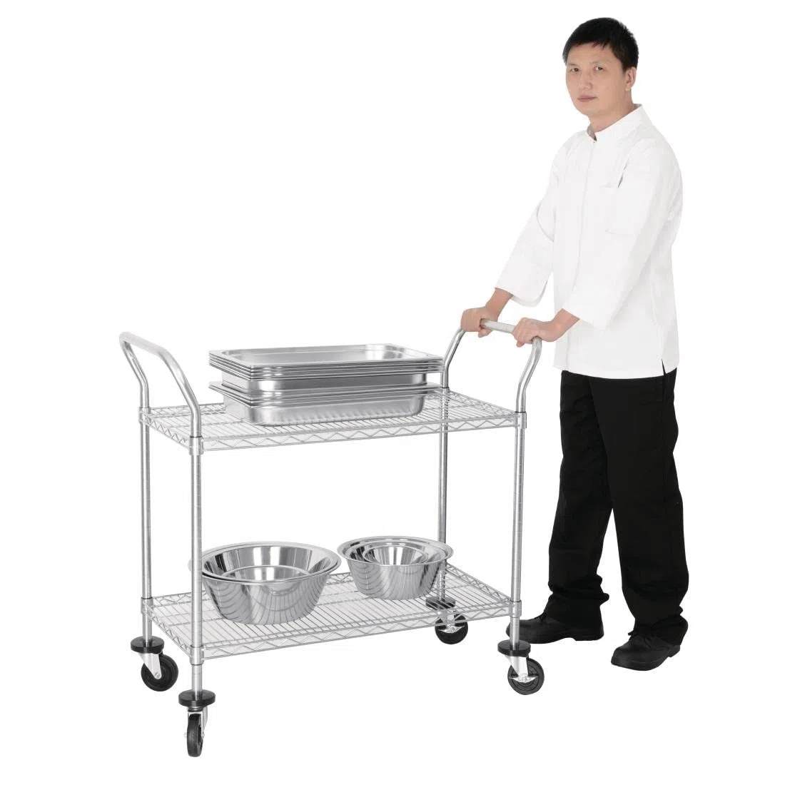 Vogue Chariot de serviceà 2 étages Chromé 960 x 457 x 910 mm