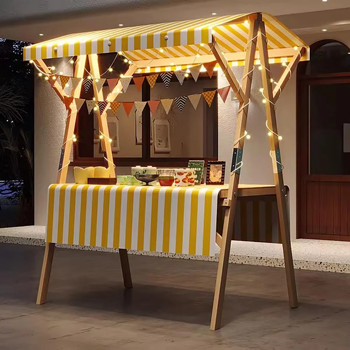 Chariot mobile portable avec auvent pour événements et festivals d'affaires en plein air