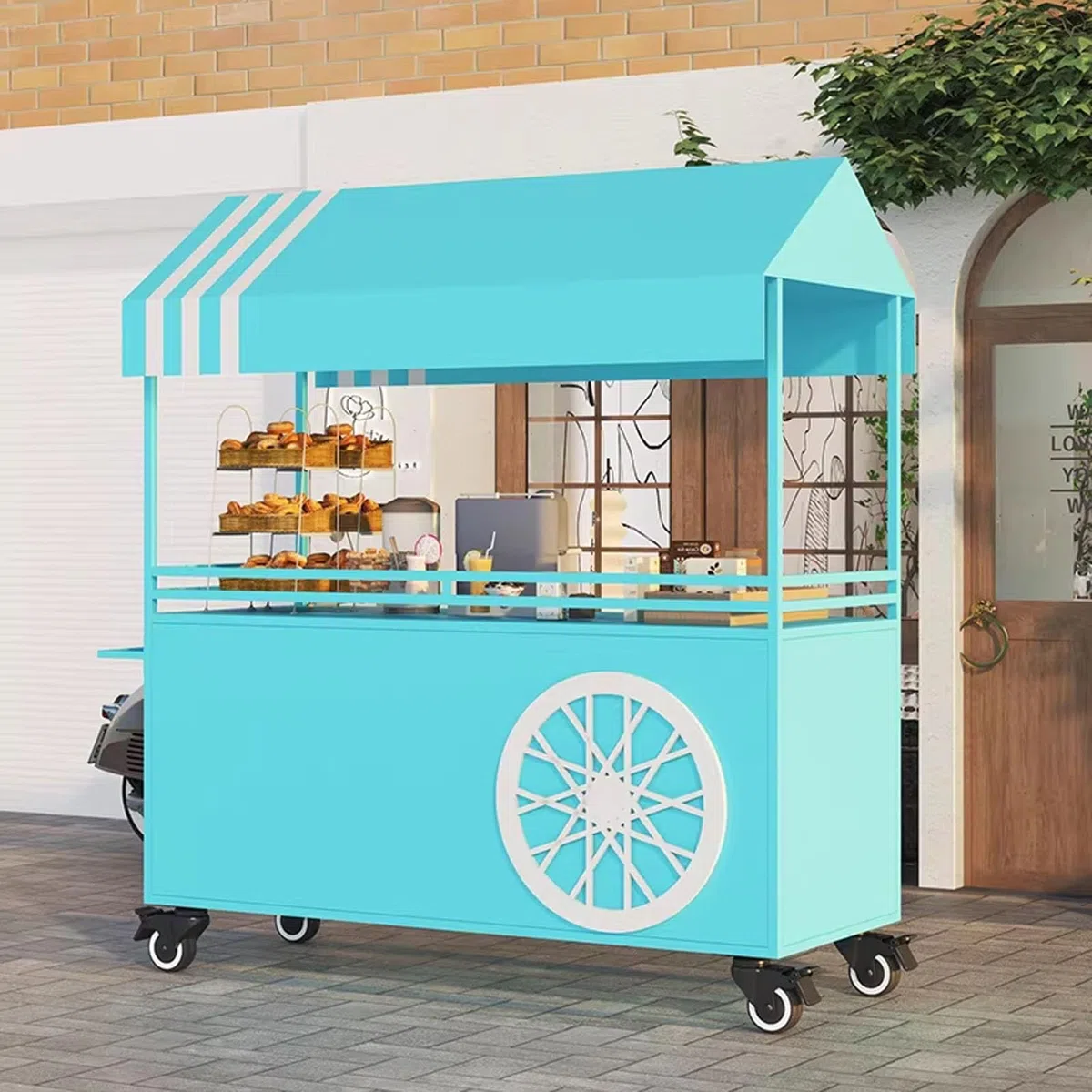 Chariot de vente portable avec auvent et roues pour les ventes et événements extérieurs