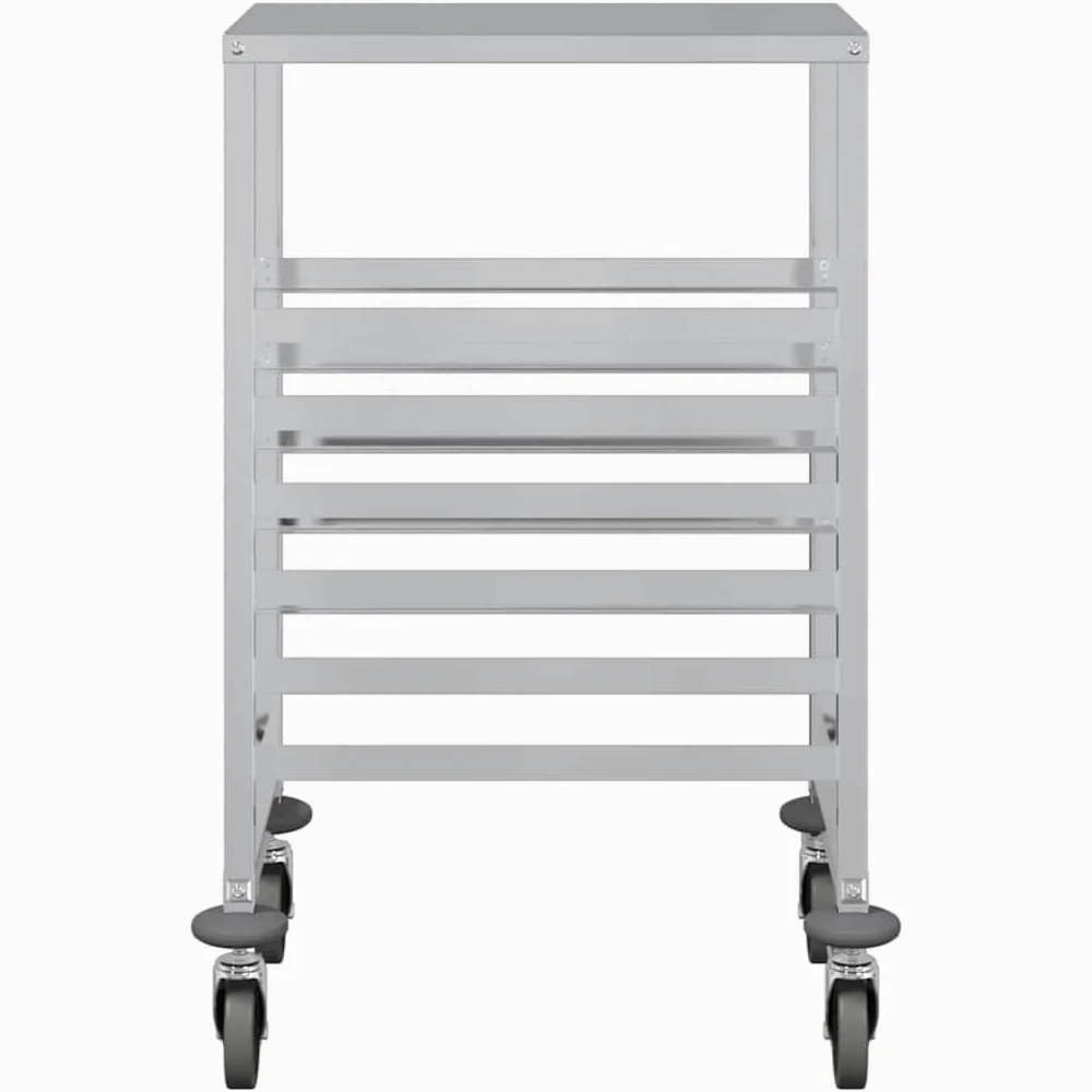Chariot à plateaux en acier inoxydable avec 6 récipients GN 1/1 39 x 55 x 87 cm, roulant, avec 4 roulettes et freins, peu encombrant pour cuisine, gastronomie, chariot de service, chariot