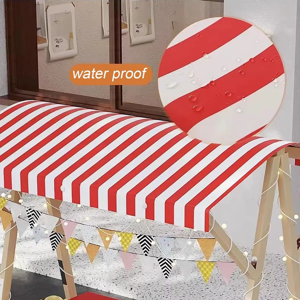 Chariot de vendeur d'extérieur pliable avec auvent - Présentoir portable pour festivals, plages, nourriture de rue et marchés agricoles (rouge, 150 cm)