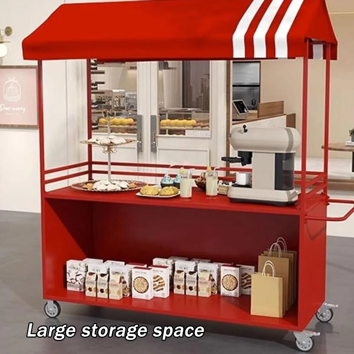 Chariot de vente portable avec auvent et roues pour les ventes et événements extérieurs