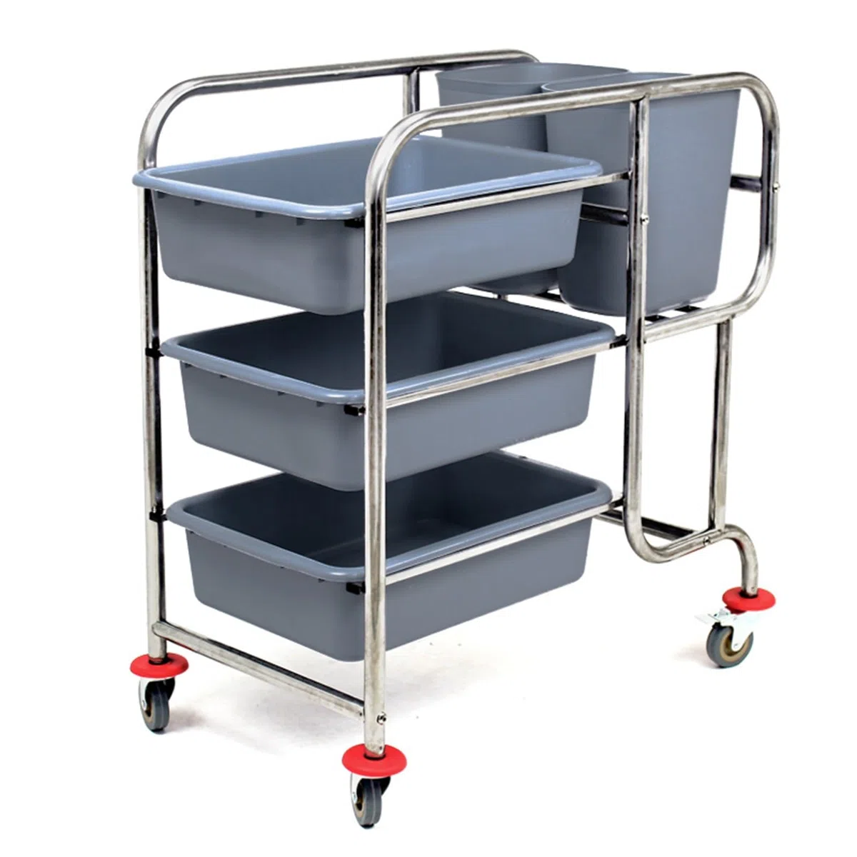 Chariot de service en acier inoxydable avec roulettes, résistant à la rouille pour l'hôtellerie et la restauration