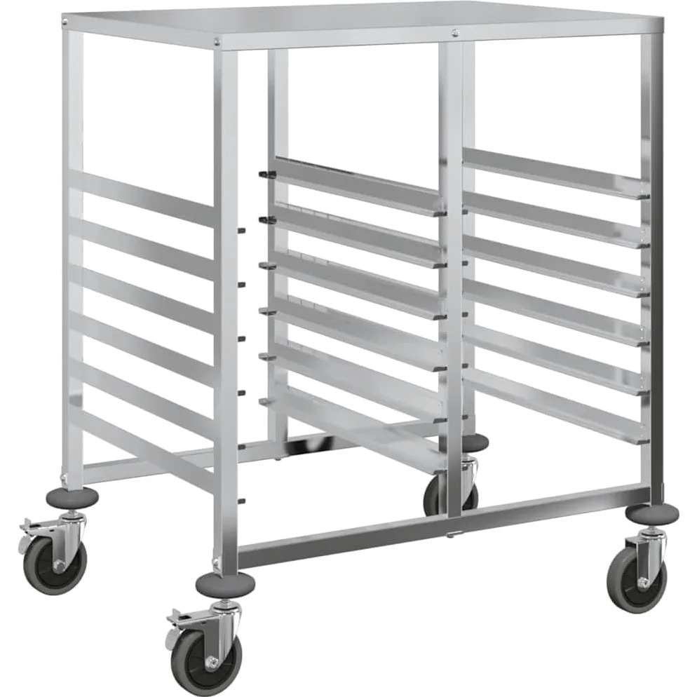 Chariot à plateaux en acier inoxydable avec 12 bacs GN 1/1 75 x 55 x 87 cm, chariot de cuisine, chariot de service, chariot de service avec 4 roues, rangement de rangement pour cuisine