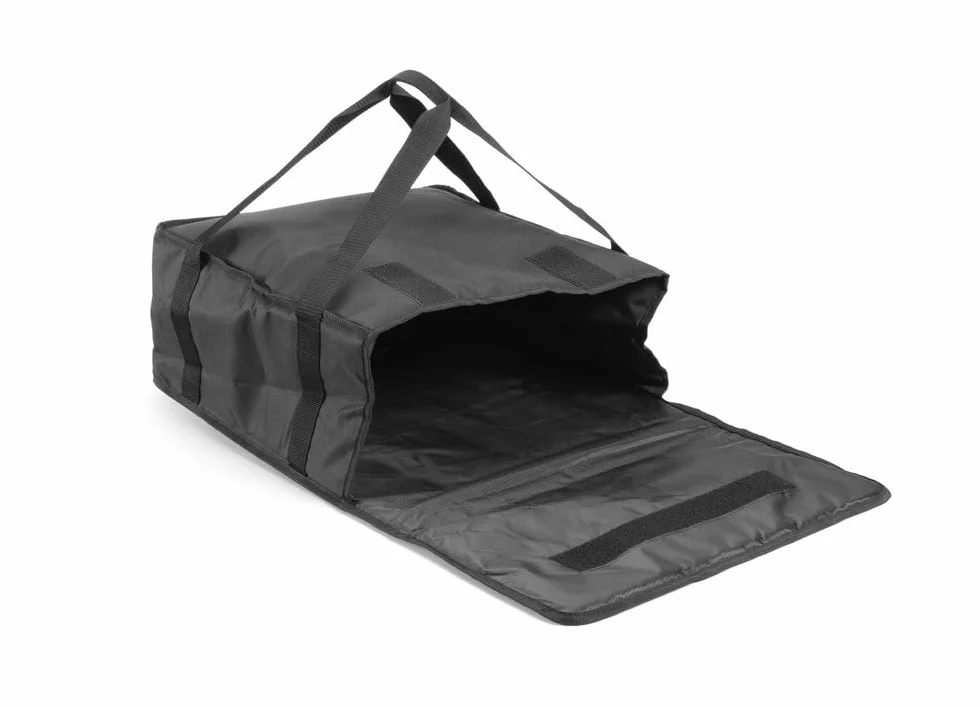 HENDI Sac de Transport et de Livraison de Pizzas, Sac à Dos de Livraison de Nourriture, isolé, imperméable, intérieur 45x45x(H) 18cm, Noir, 47x47x(H) 21cm