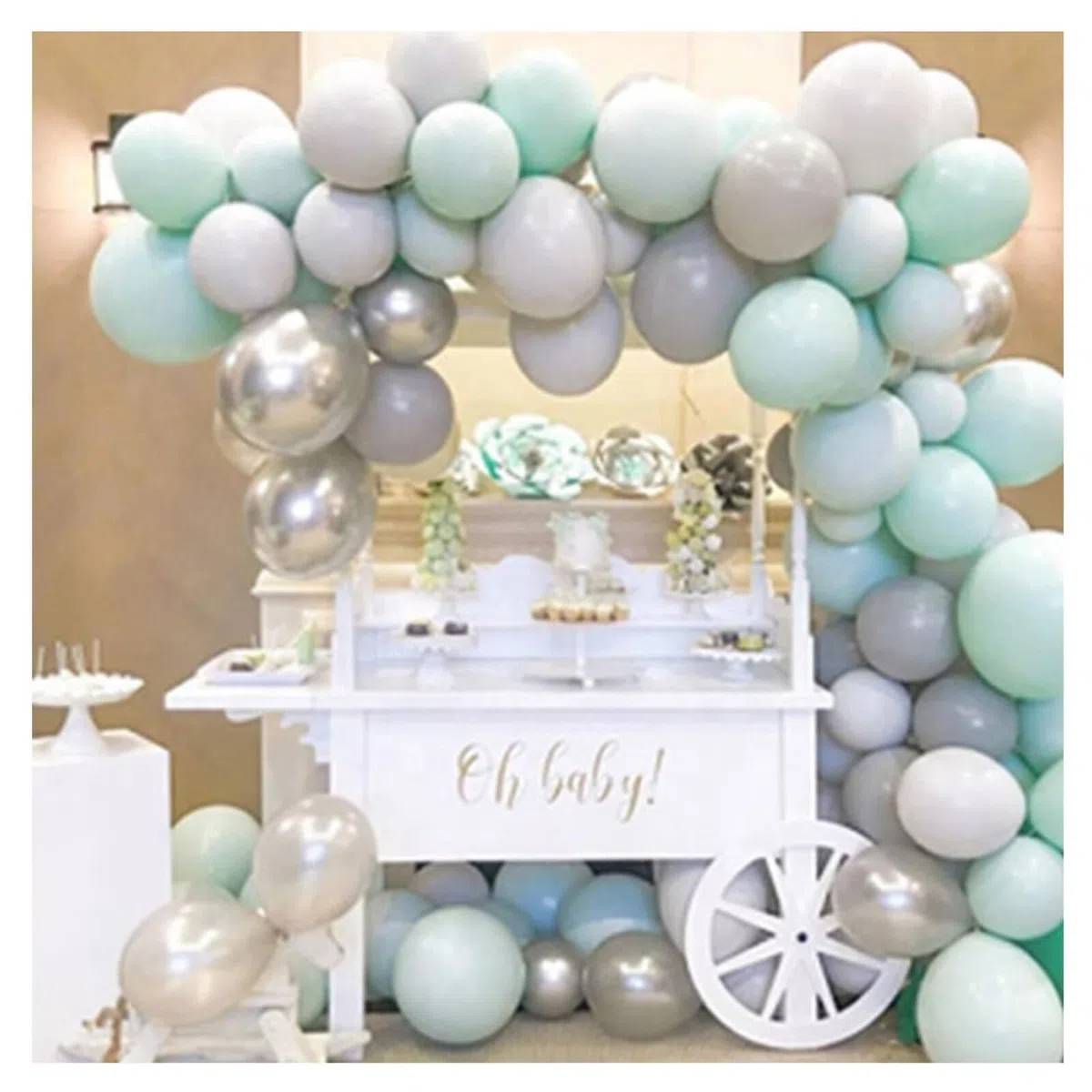 Chariot à Bonbons Blanc De 6,5 Pieds De Haut Sur Roues Pour PréSentation De Bonbons Et De Desserts, Chariot à Bonbons En Bois DéCoré Pour Mariages, FêTes, DéCorations