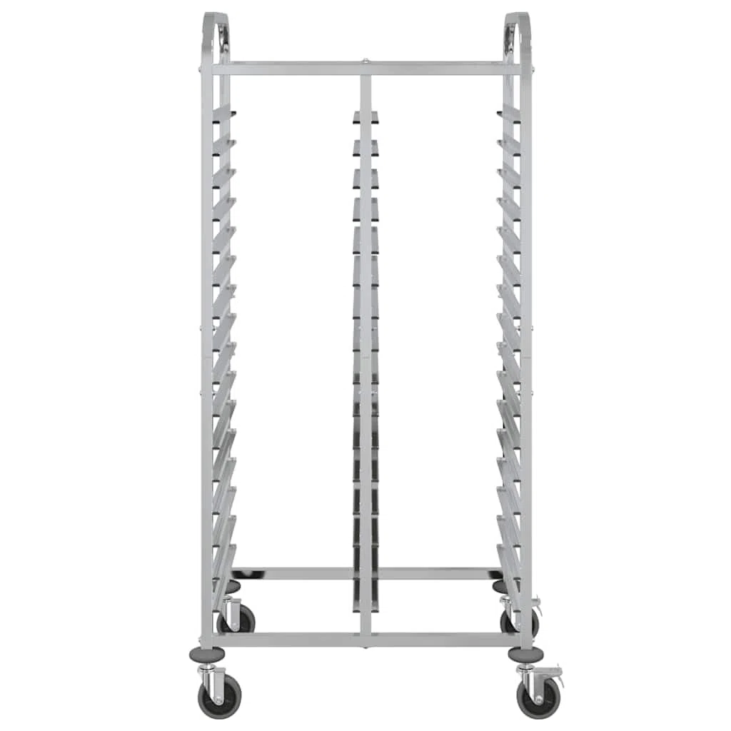 Chariot à plateau en acier inoxydable 75 x 55 x 162,5 cm avec 32 récipients GN, chariot de cuisine avec roulettes et freins, chariot de service pour gastronomie, chariot à roulettes flexible